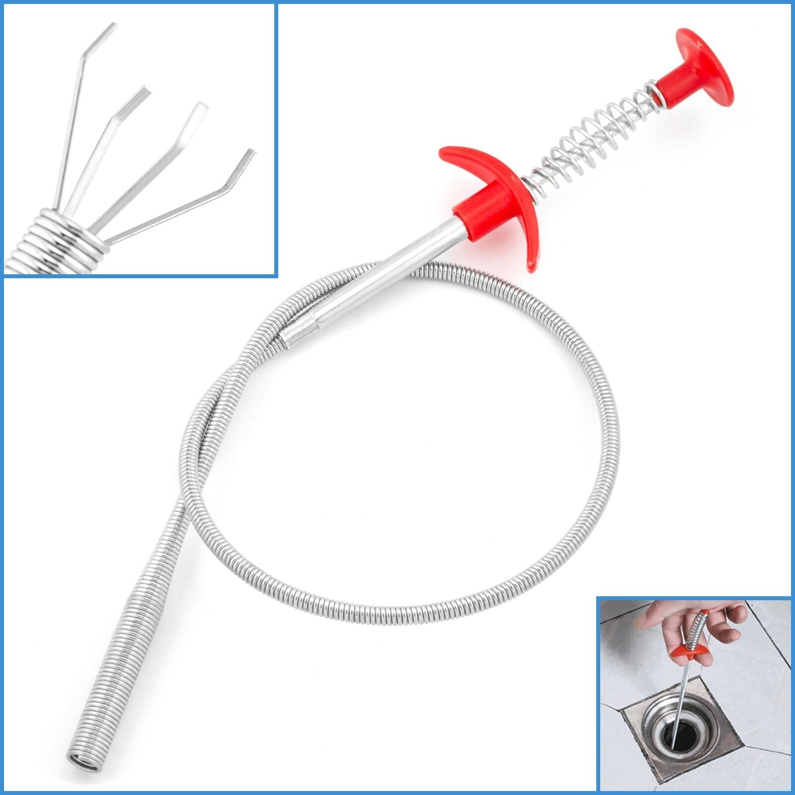 0.6M/2M Extra long Flexible Pick Up Tool Claw Retrieve Metal Drainage Cleaning Bend Spring