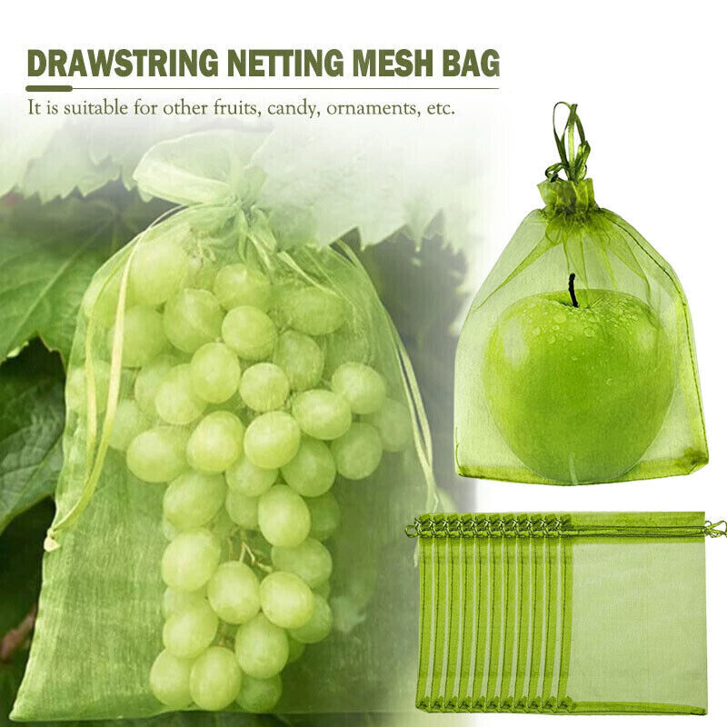 100x Fruit Net Bags Agriculture Garden Vegetable Protection Mesh Insect Proof