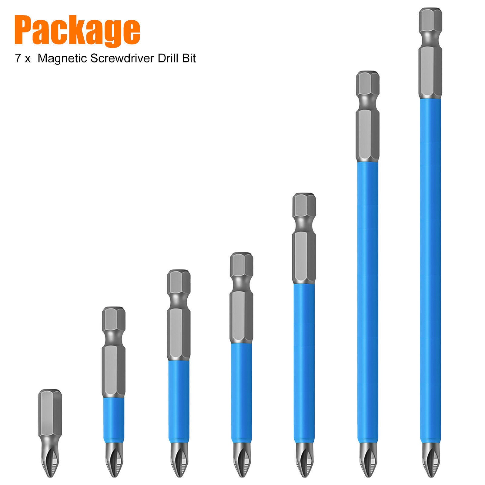 7Pcs Magnetic Anti-Slip Drill Bit PH2 Cross Head Screwdriver Set Tool