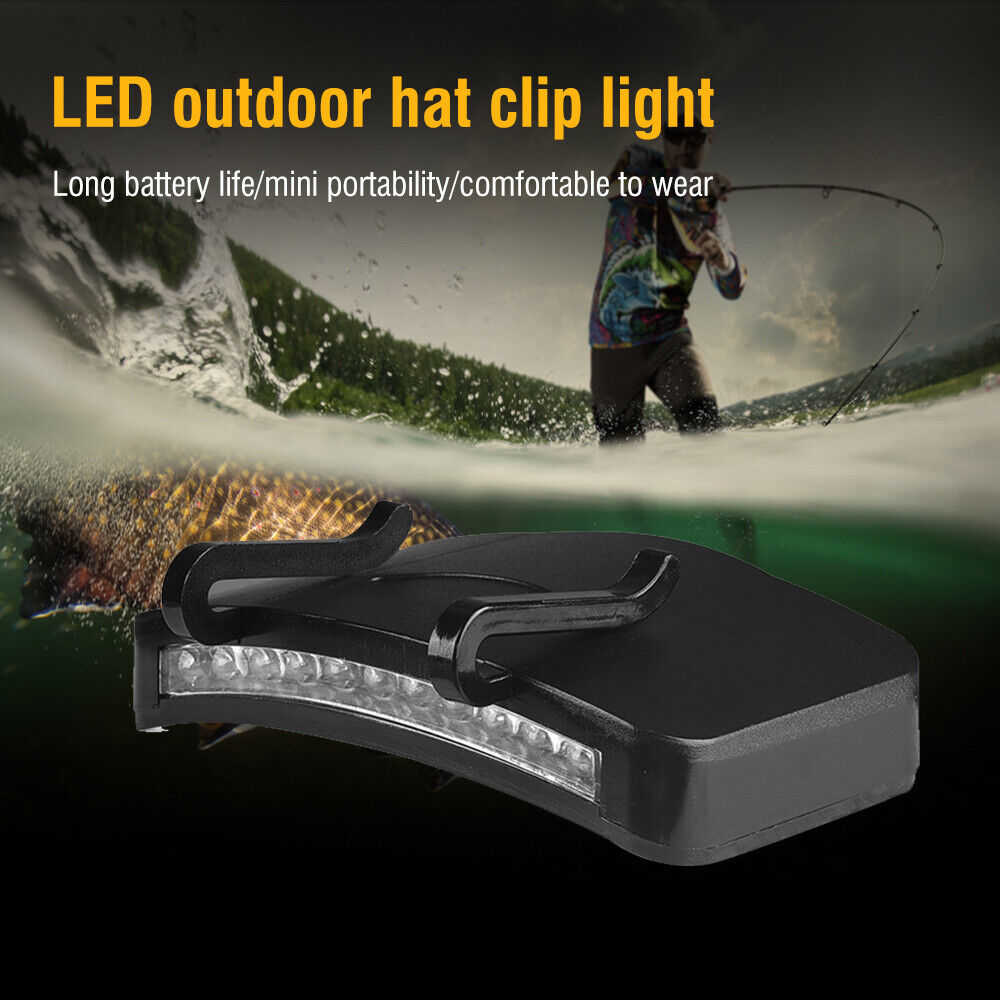 LED Clip On Hat Light Cap Headlight Headlamp Flashlight Fishing Lamp Torch