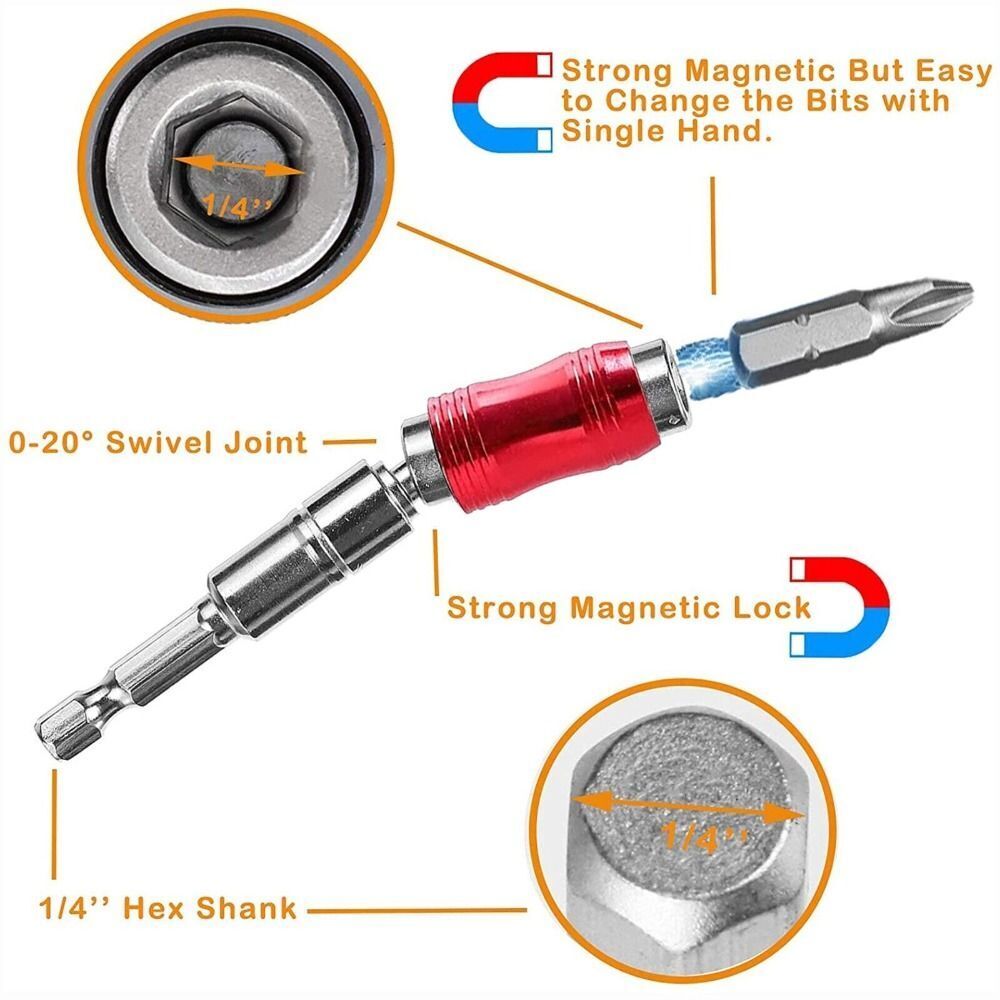 11pc Hex Shank Universal Post Screw Holder Drill Bits Tool Extension Rod Swivel Bit with Screwdriver Screws Head Set