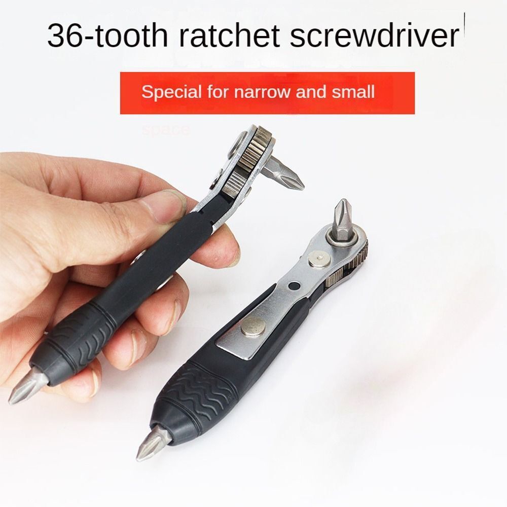 36-tooth Ratchet Screwdriver Narrow Small Space Gap With 10 Bits Set