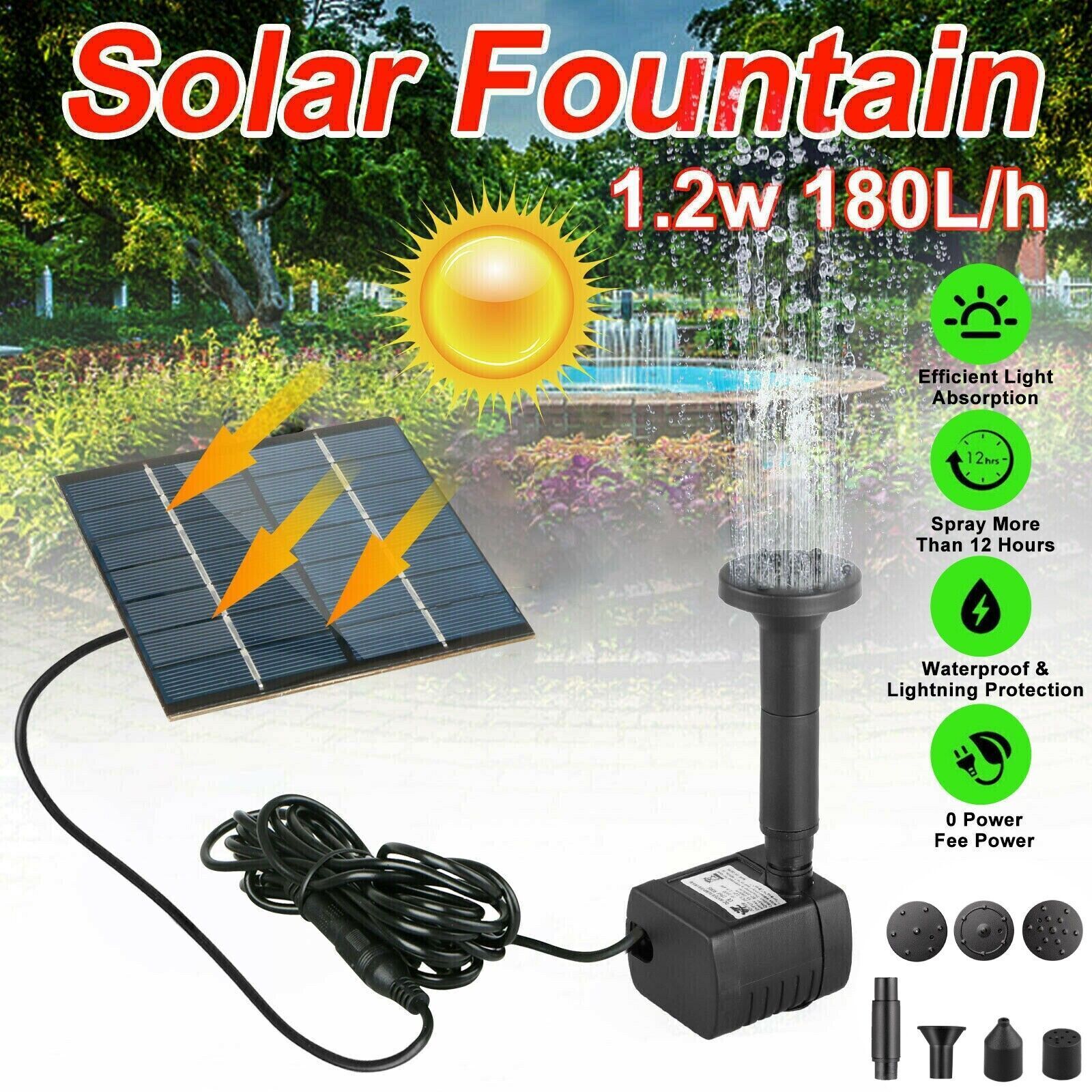 Solar Powered Water Pond Pump Panel Kit Outdoor Garden Pool Fountain Submersible