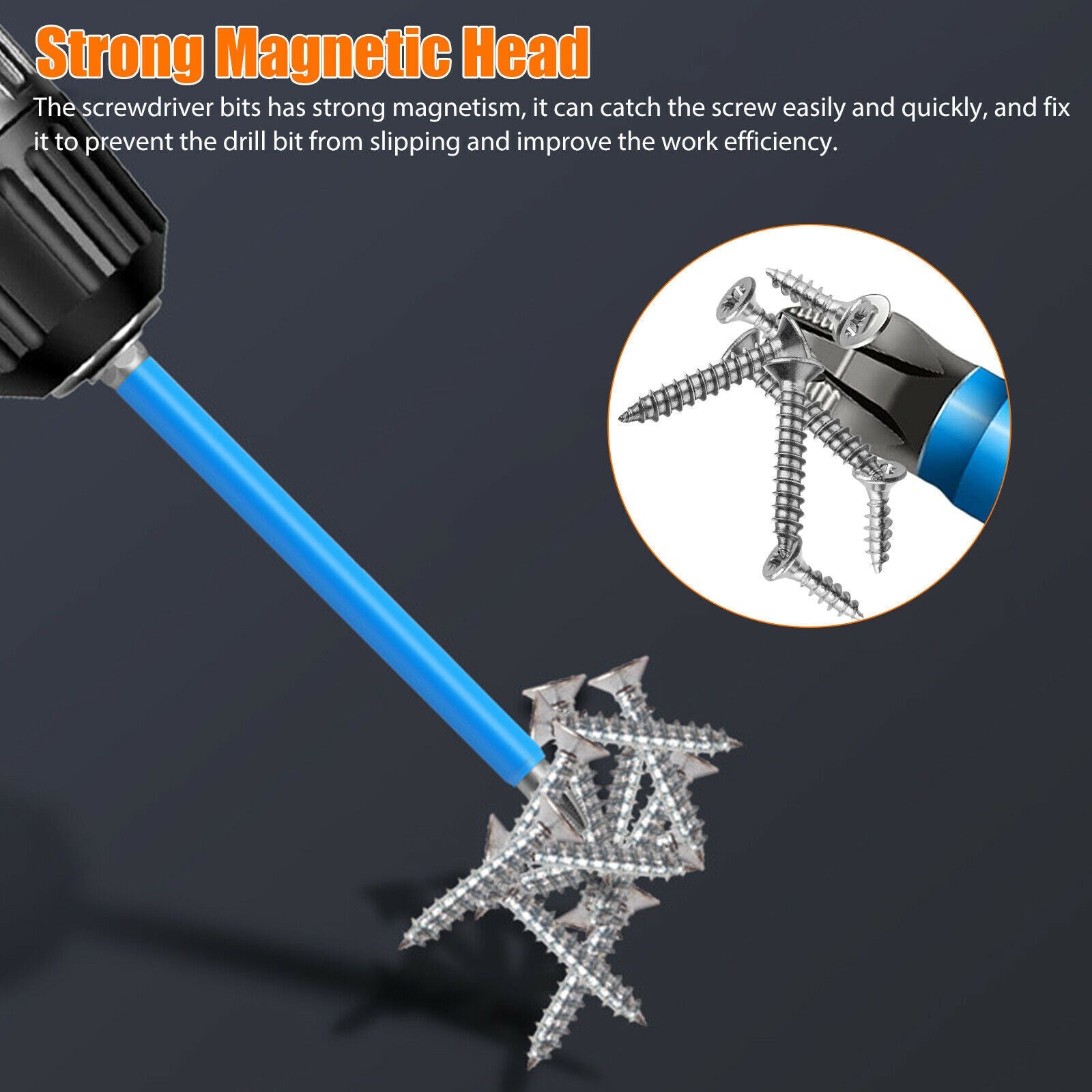 7Pcs Magnetic Anti-Slip Drill Bit PH2 Cross Head Screwdriver Set Tool