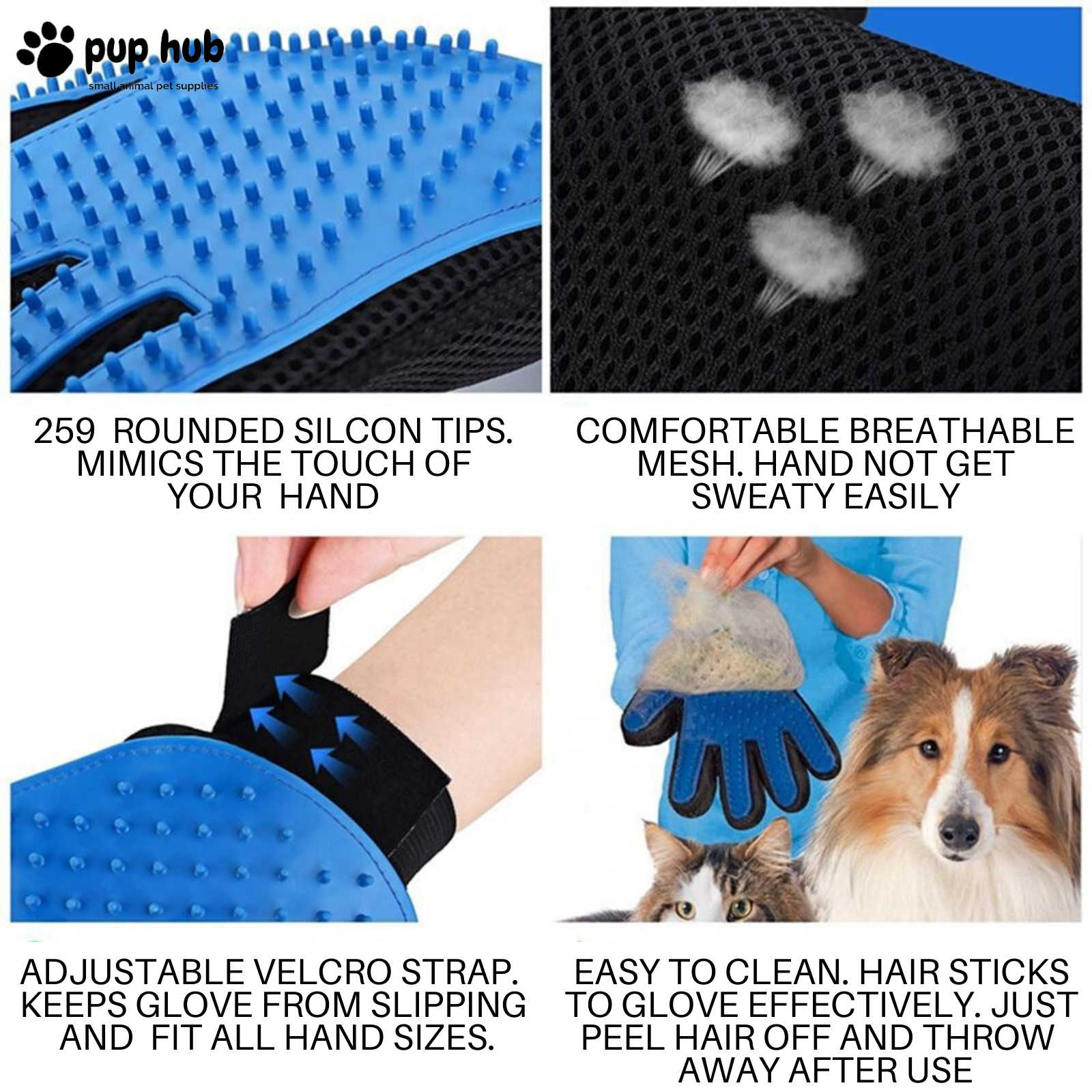 A Pair of Dog Grooming Glove Brush Cleaning Magic For Rabbits Cat Hair Remover