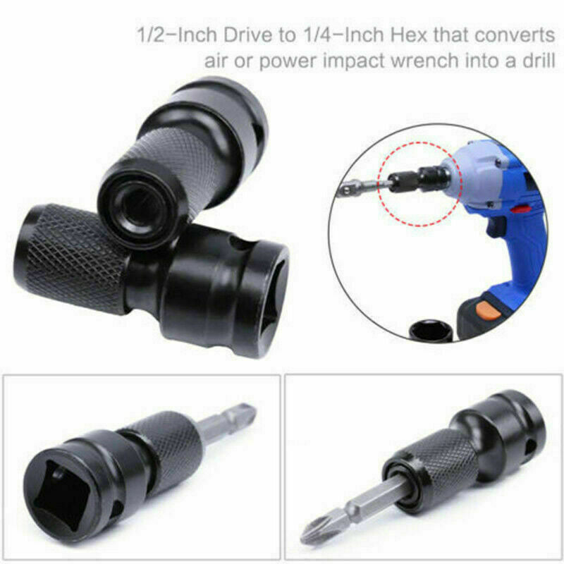 1/2 Drive To 1/4 Hex Female Drill Chuck Converter Bit Adapter Quick Change