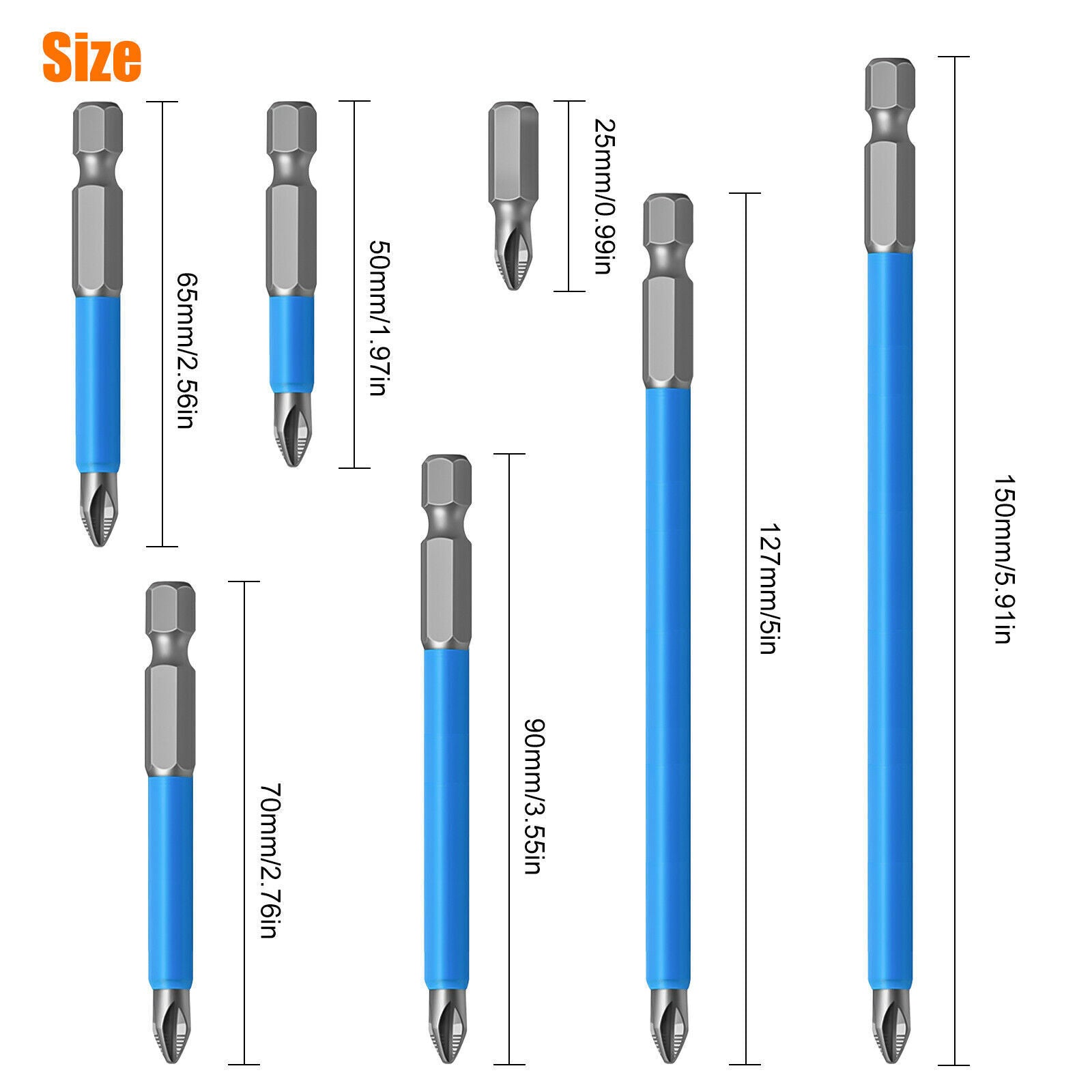 7Pcs Magnetic Anti-Slip Drill Bit PH2 Cross Head Screwdriver Set Tool