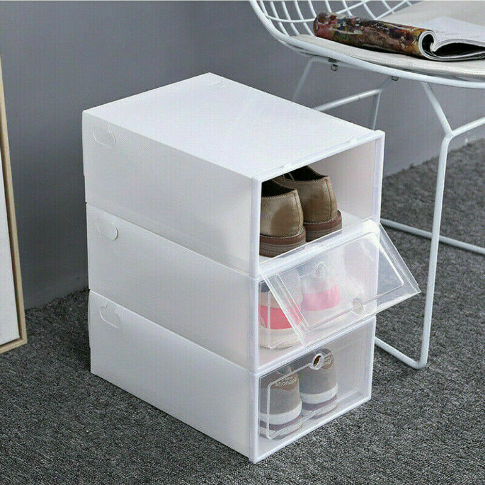 6x Stackable Transparent Shoe Drawer