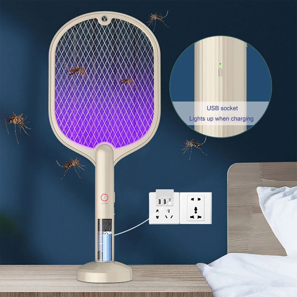 Rechargeable Bug Zapper Mosquito Swatter Racket Electric Fly Insect Killer USB