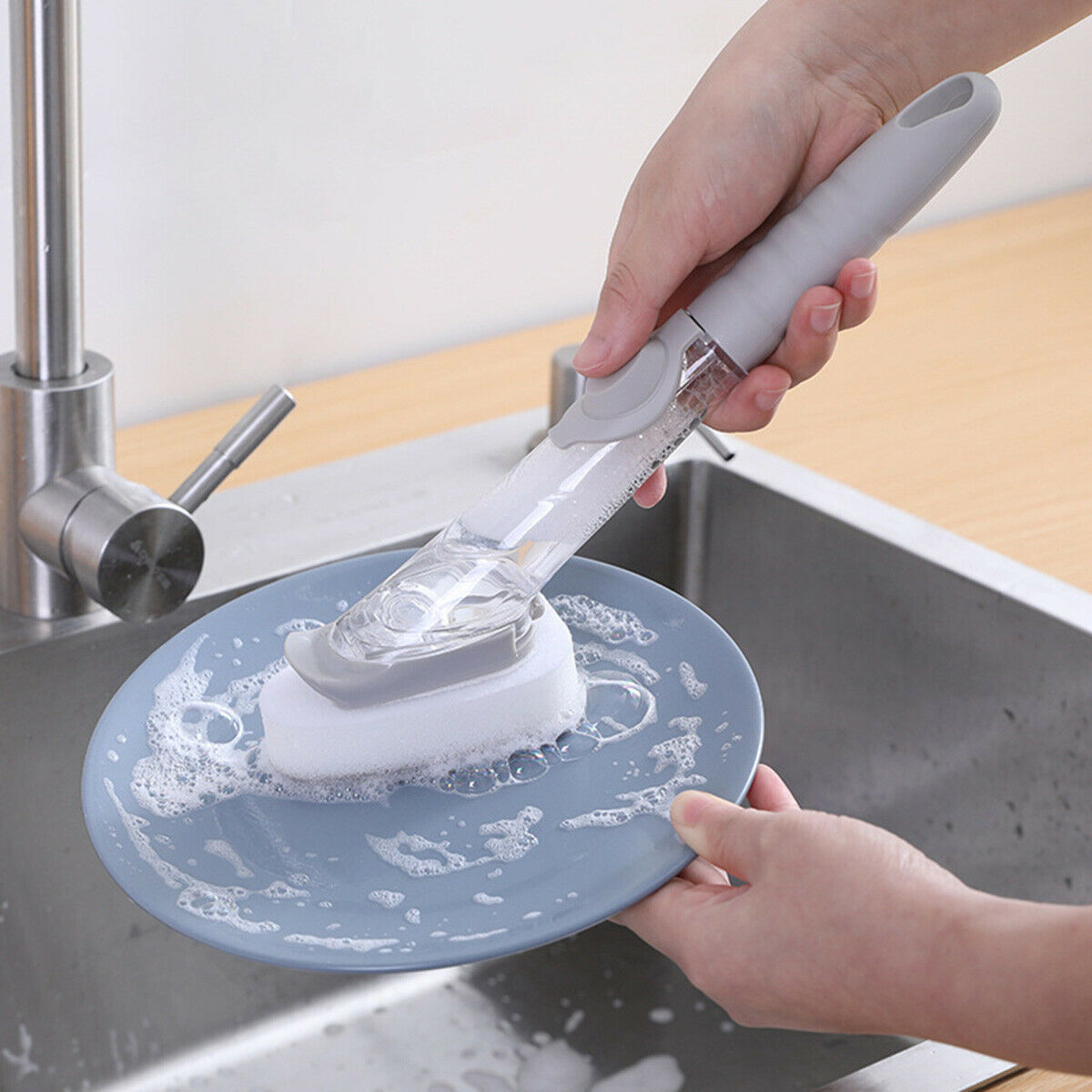 Long Handle Kitchen Automatic Soap Cleaning Brush