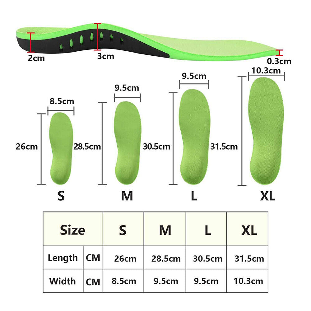 A Pair Orthotic Insoles Arch Support Flat Foot High Plantar Feet Fasciitis Pad Insert