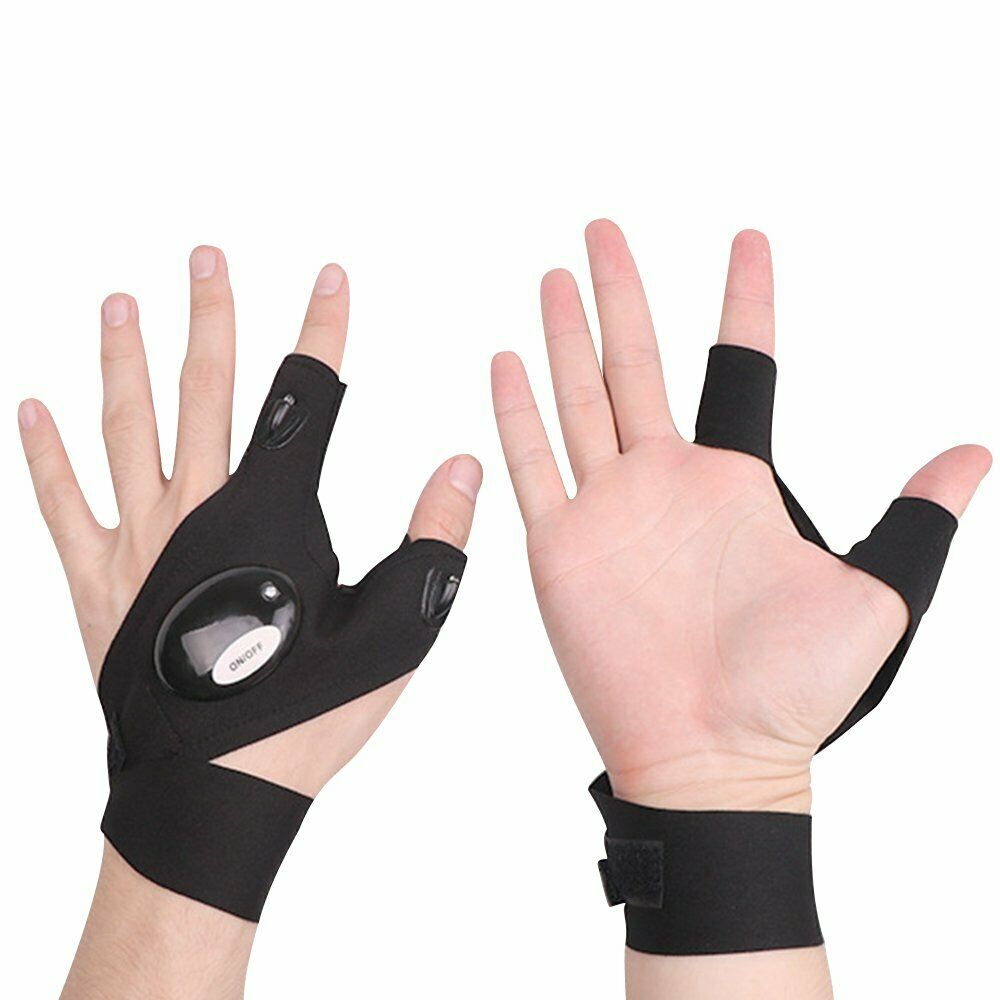 2pcs Finger Glove with LED Light Flashlight Gloves Outdoor Gear Rescue Night Fishing