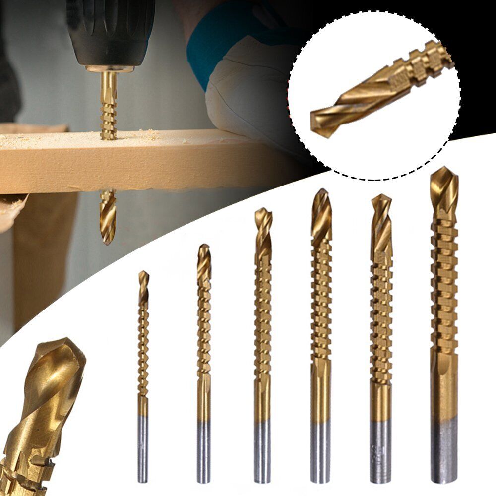 6PC Titanium HSS Wood Auger Set Long Wood Bits 3-8 MM Drill Bit