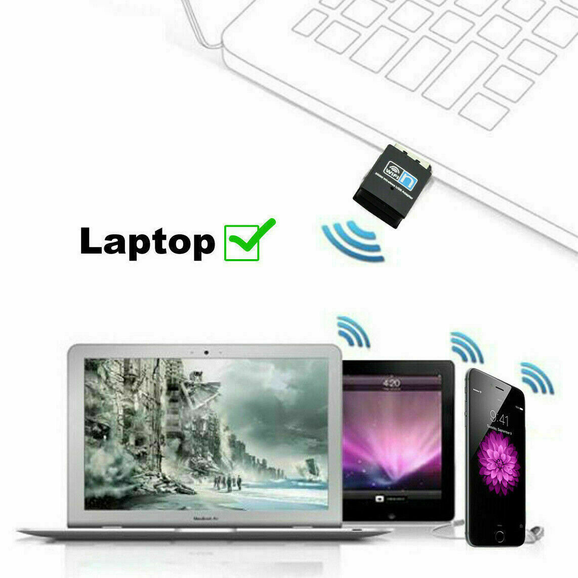 Free shipping-USB Wireless N WiFi Adapter Dongle Network LAN Card 802.11n 300Mbps Windows 10