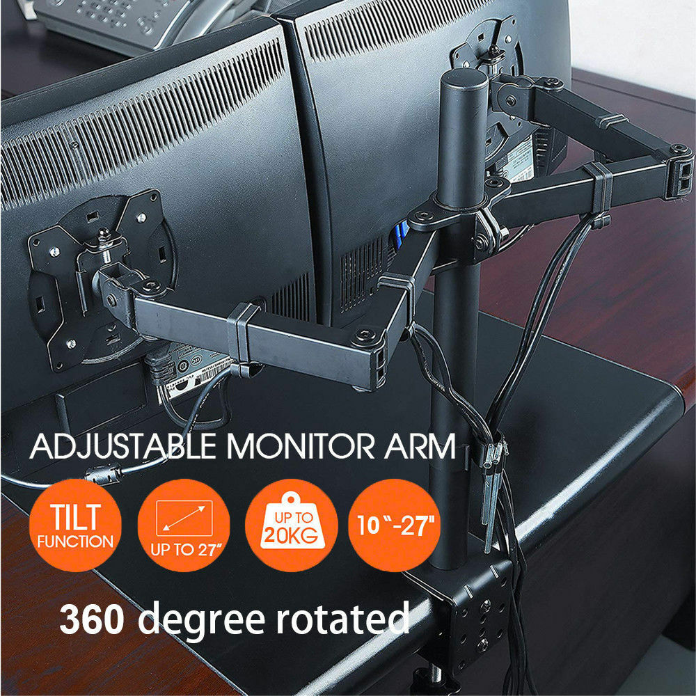 Adjustable 2 Arm Desk Monitor Stand