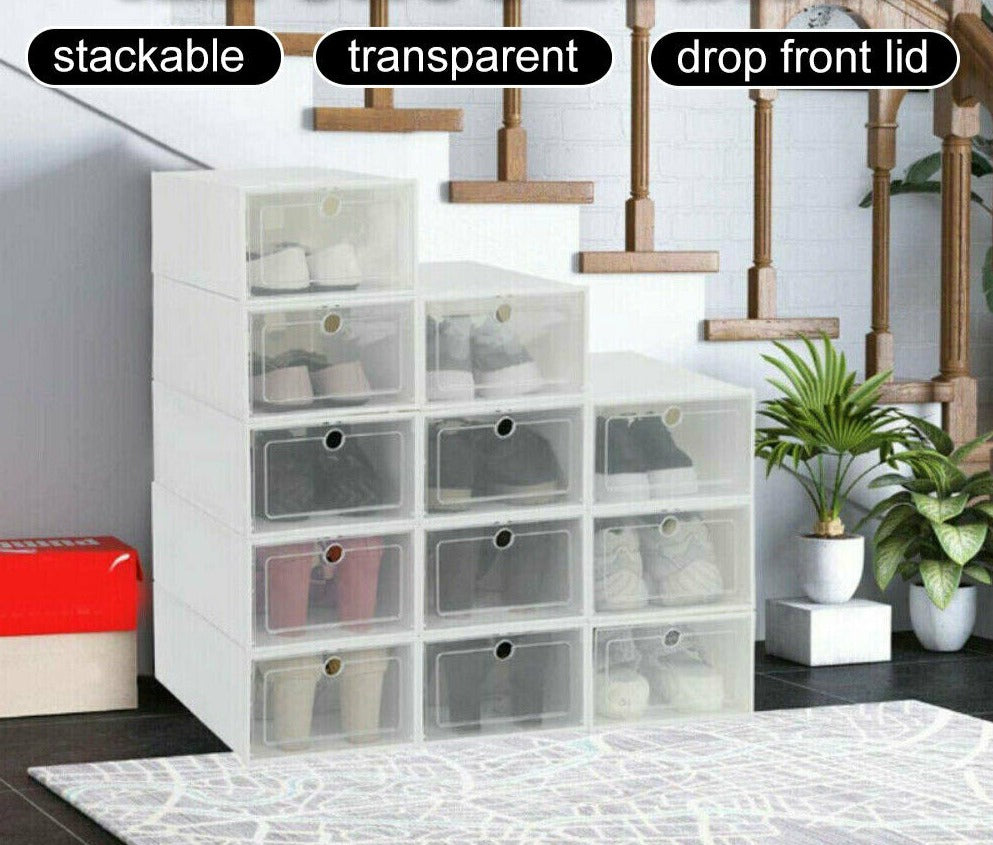 6x Stackable Transparent Shoe Drawer