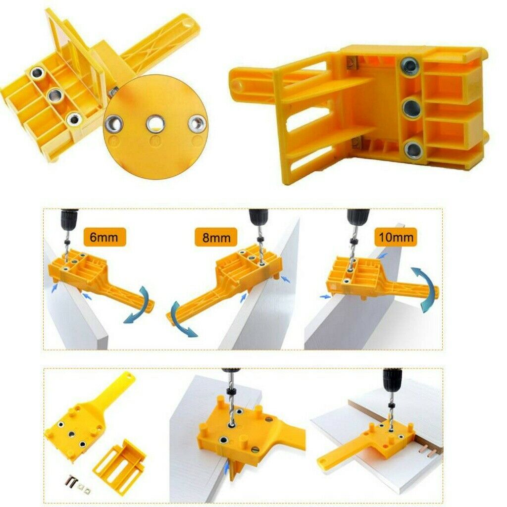 8 IN 1 Handheld Woodwork Doweling Jig Drill Guide Wood Dowel Drilling Hole Accessory