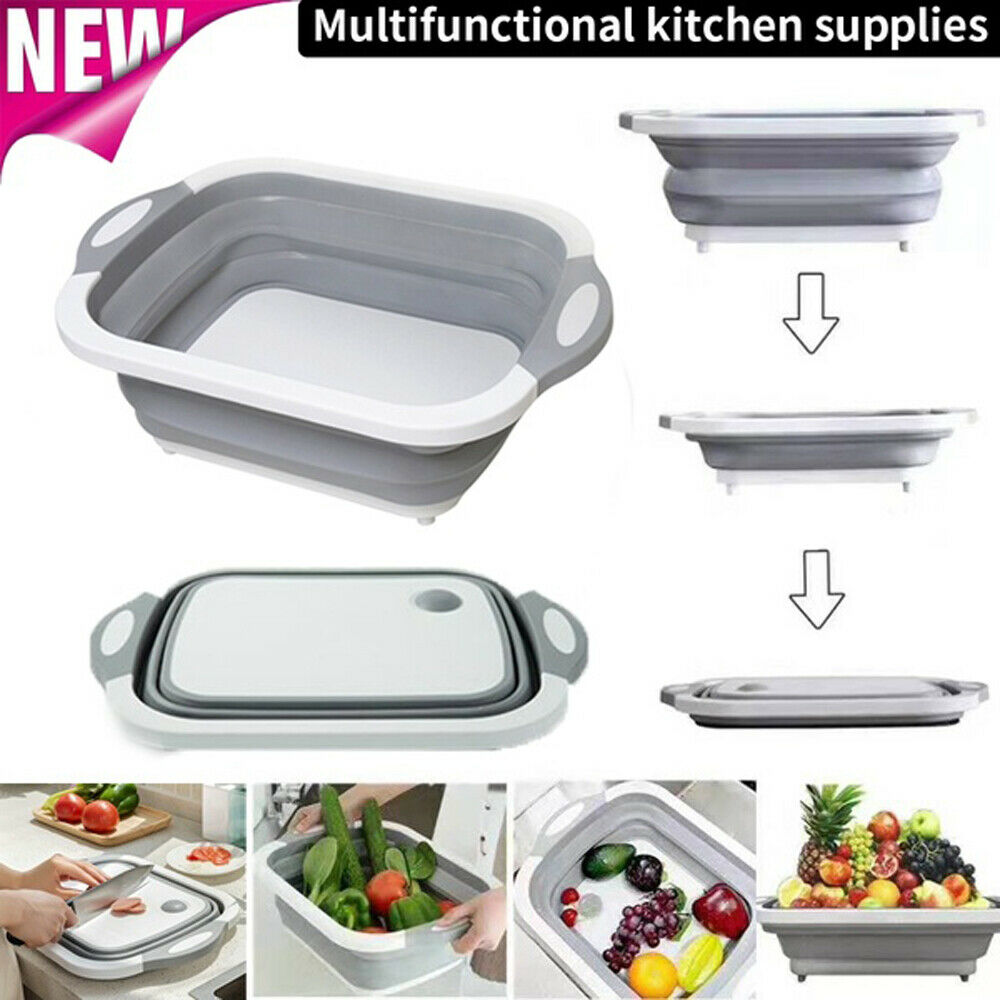 4 in 1 Folding Chopping Cutting Board Multifunctional Tool Sink Drain Basket NEW