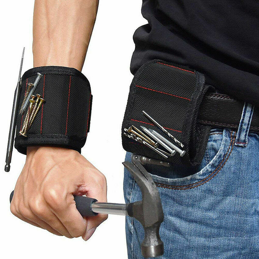 Magnetic Wristband Hand Wraps Tool Bag Adjustable Electrician Screws Nails Drill