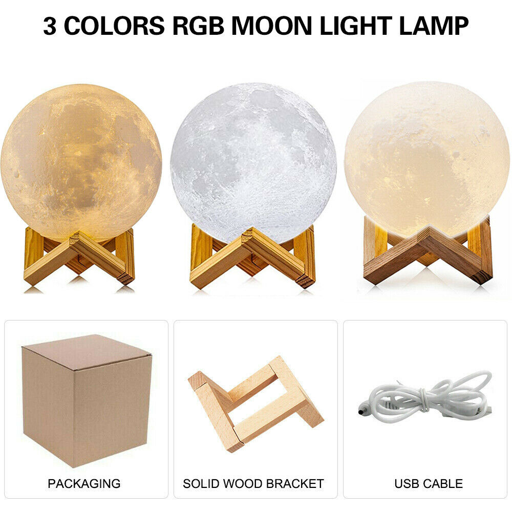 8cm 3D Dimmable Moon Touch Sensor Lamp