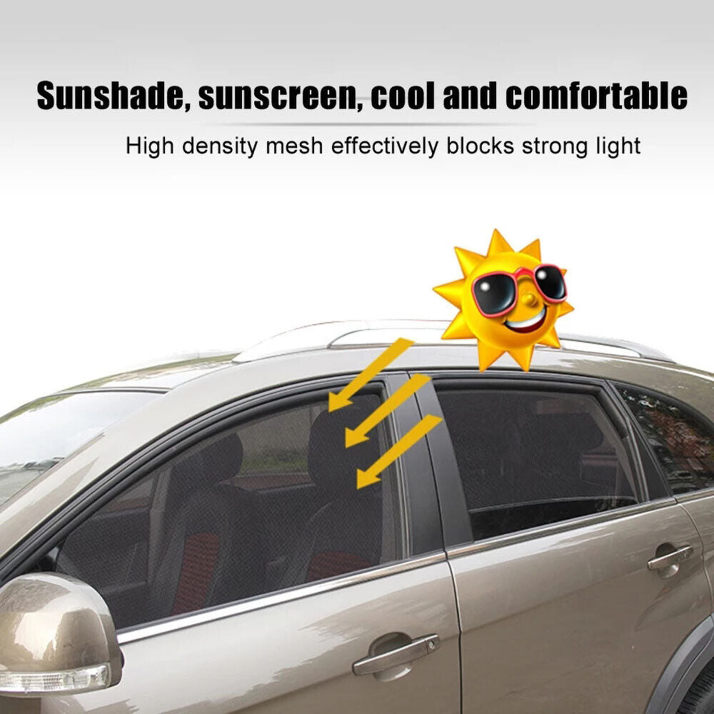 4x Magnetic Car Window Sun Shade UV Protection Front+Rear Side Window Curtain