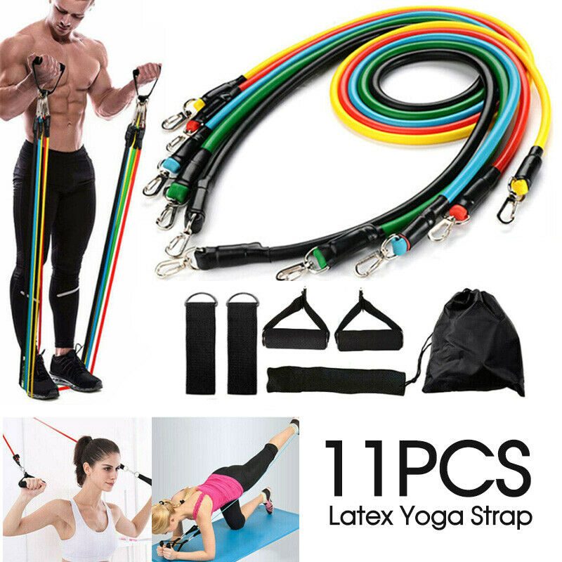 11PCS Latex Elastic Yoga Strap Resistance Bands