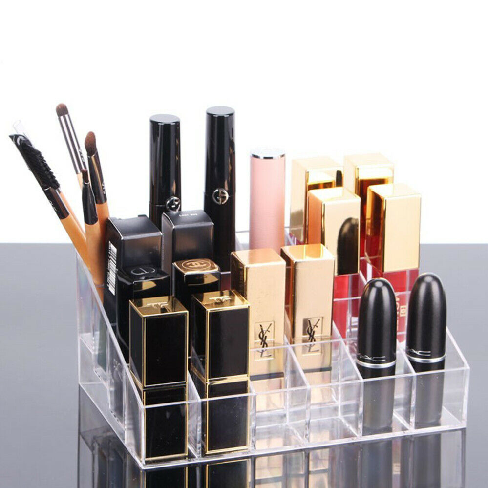 24 Compartment Clear Acrylic Makeup Storage Display Box Case Costmetics