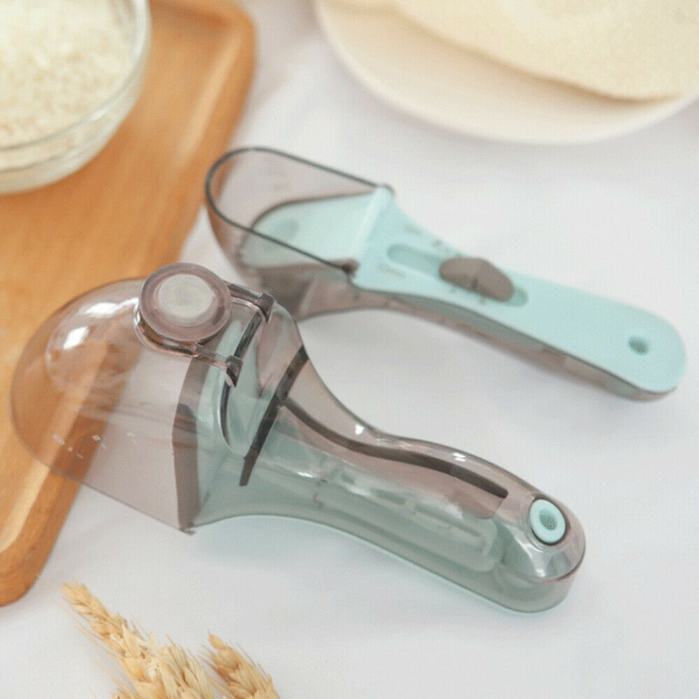 2pcs Baking Plastic Kitchen Scale Gauge Scoop Adjustable Measuring Spoons