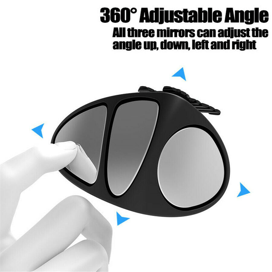 Car Blind Spot Mirrors Parking Aid Rear Side View Mirror 360° Wide Angle 3 Lens