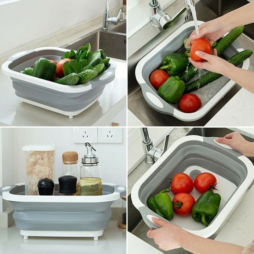 4 in 1 Folding Chopping Cutting Board Multifunctional Tool Sink Drain Basket NEW