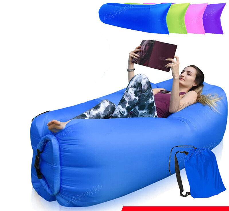 Fast Inflatable Lazy Lounge Camping Air Bag Sofa Bed hangout Beach Sleeping