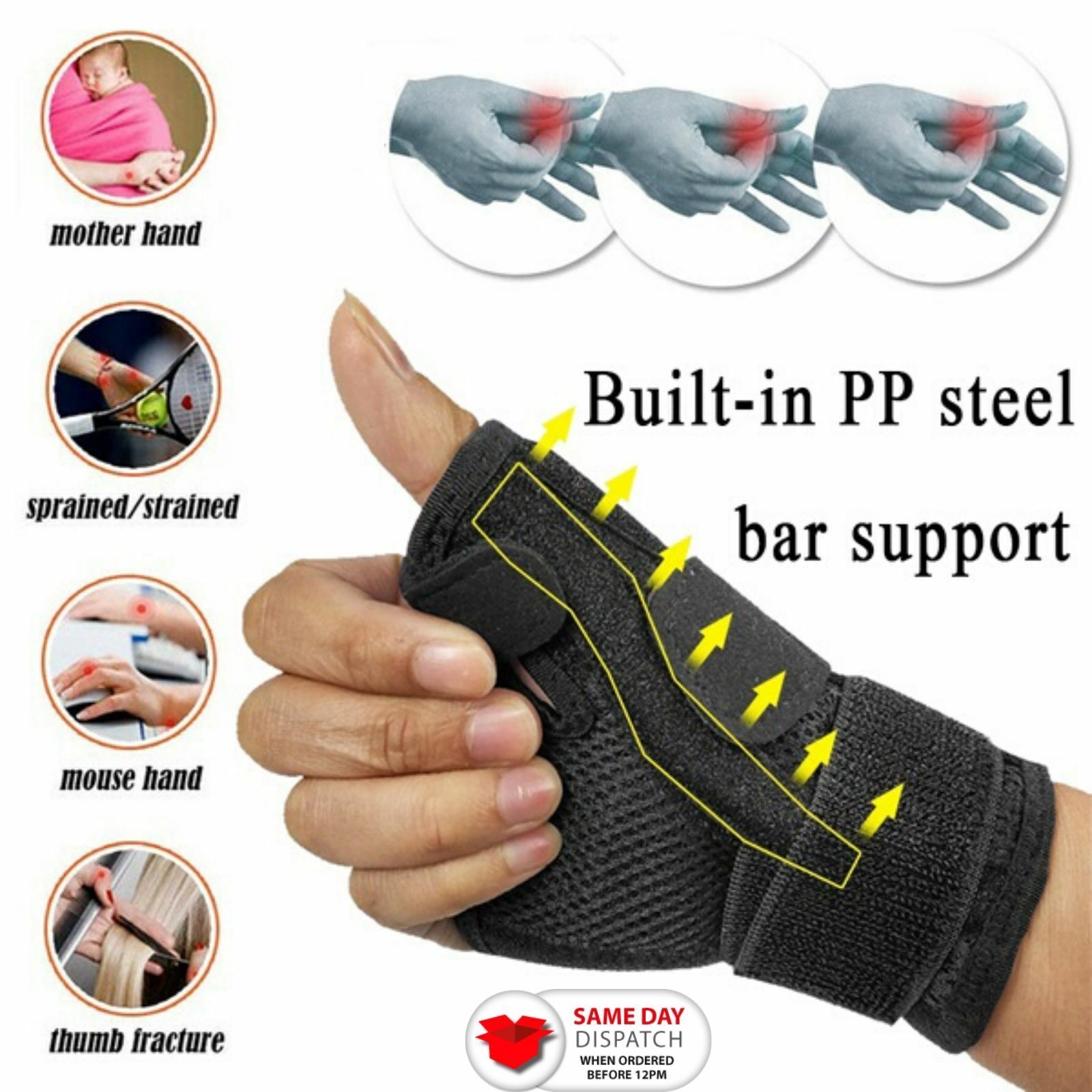 Thumb Spica Splint Brace Wrist Support Stabilizer De Quervains Tendonitis Sprain