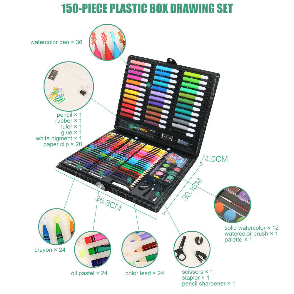 150Pc Kids Painting Pen Set Fine Art Marker DIY Poster Gift Card Writing Drawing