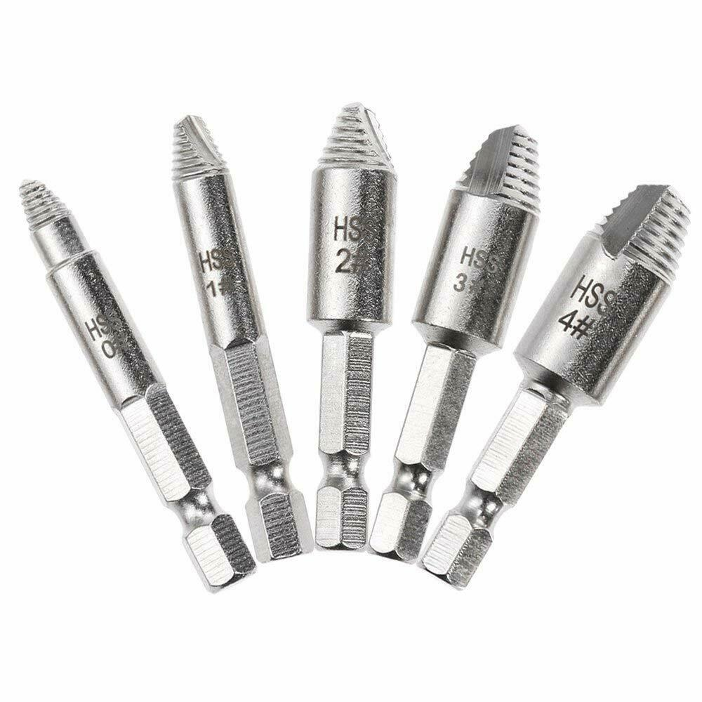 5pc Damaged Broken Stripped Screw Drill Bit Tool Set Bolt Remover