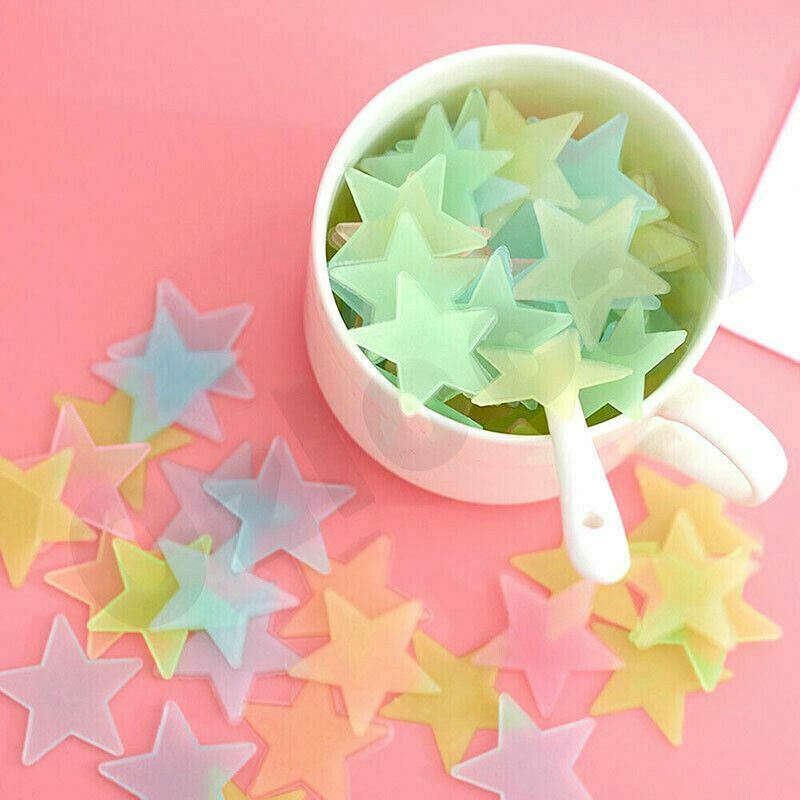 100PC Kids Fluorescent Glow In The Dark Stars Beauty Night Wall Stickers