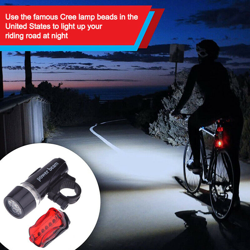 Free shipping-2PCS Head & Tail 5 LED White Beam Safety Alarm Bike Light