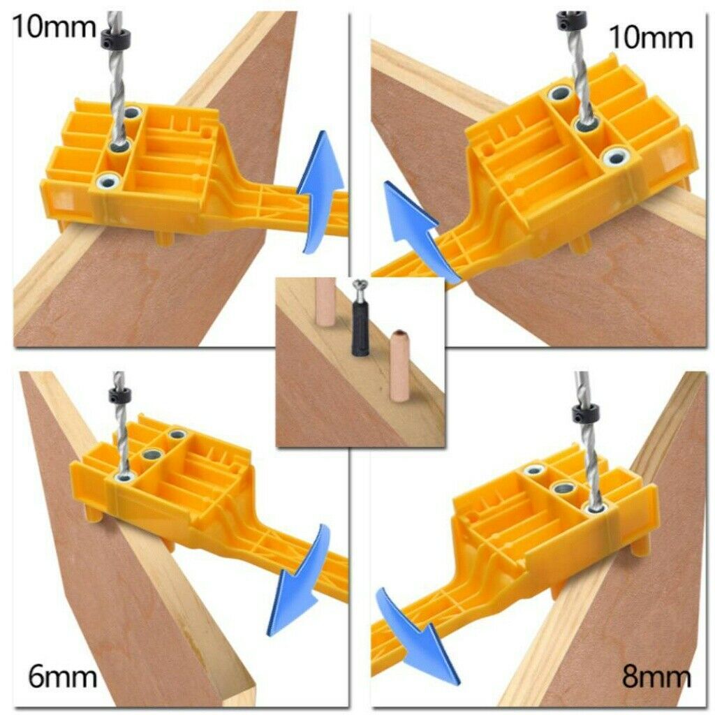 8 IN 1 Handheld Woodwork Doweling Jig Drill Guide Wood Dowel Drilling Hole Accessory