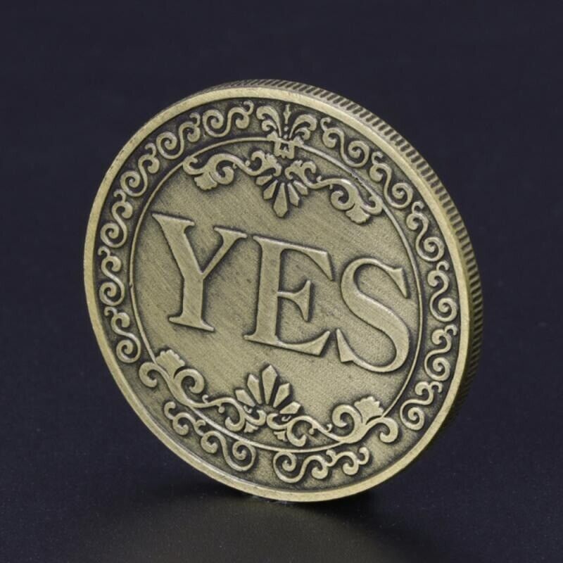 40MM YES or NO Bronze Decision Letter Flip Coin Embossed Commemorative Collection Arts