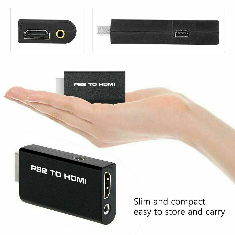 PS2 to HDMI Video Converter Composite AV to HDMI PlayStation 2 HD Adapter