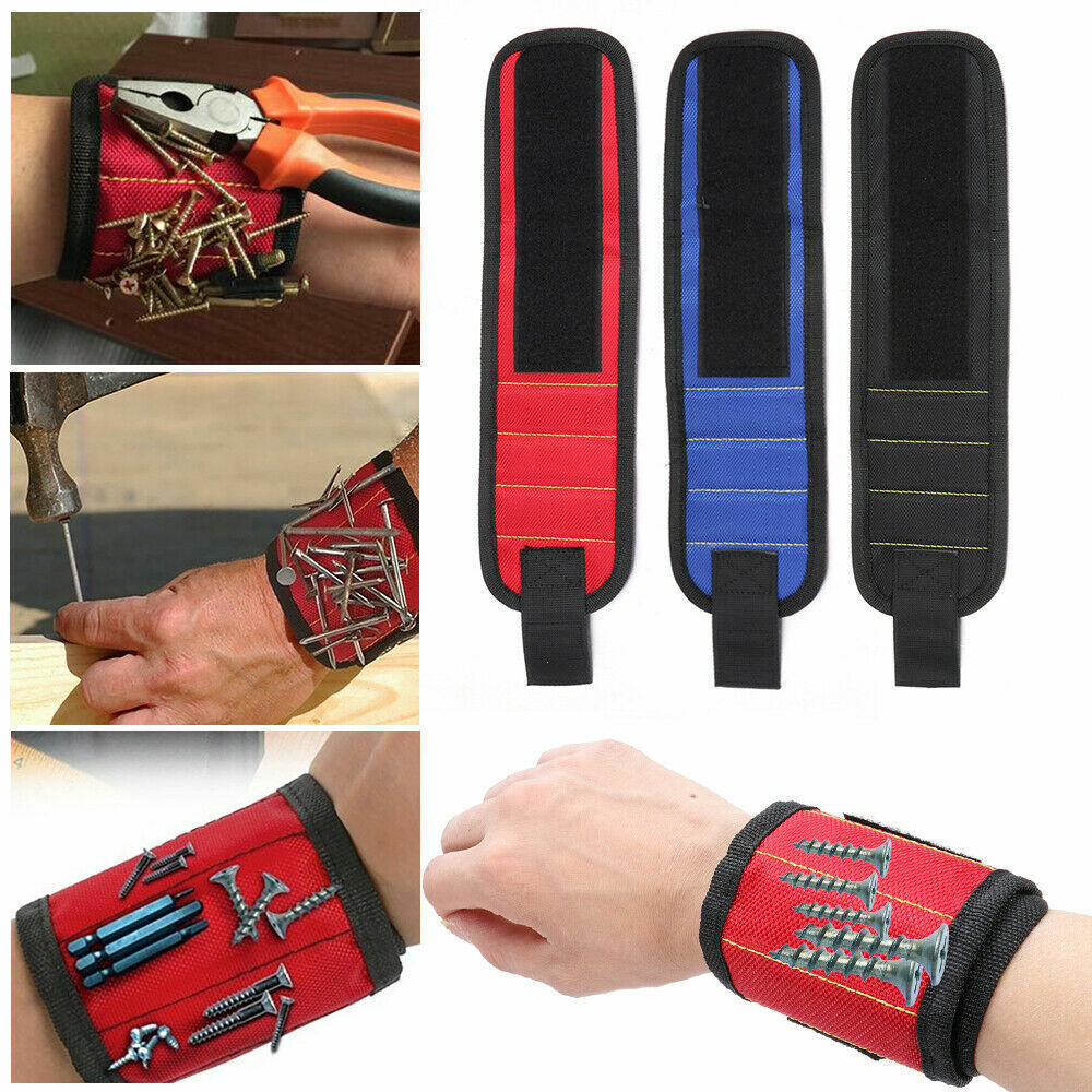 Magnetic Wristband Hand Wraps Tool Bag Adjustable Electrician Screws Nails Drill