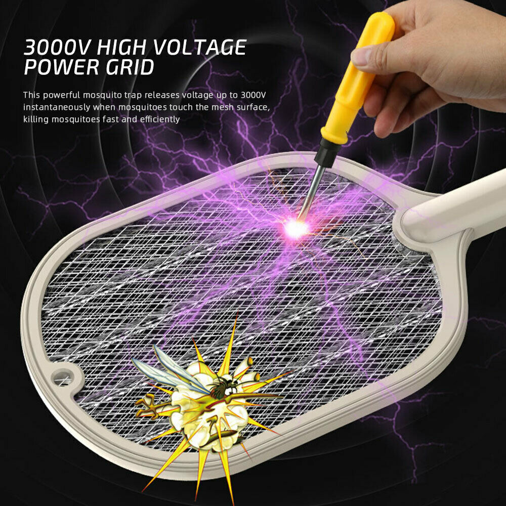 Rechargeable Bug Zapper Mosquito Swatter Racket Electric Fly Insect Killer USB