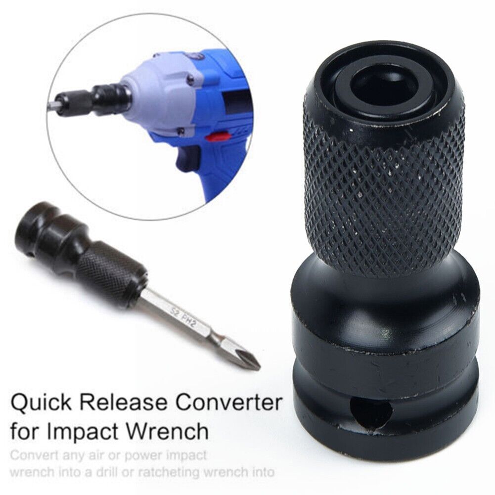 1/2 Drive To 1/4 Hex Female Drill Chuck Converter Bit Adapter Quick Change