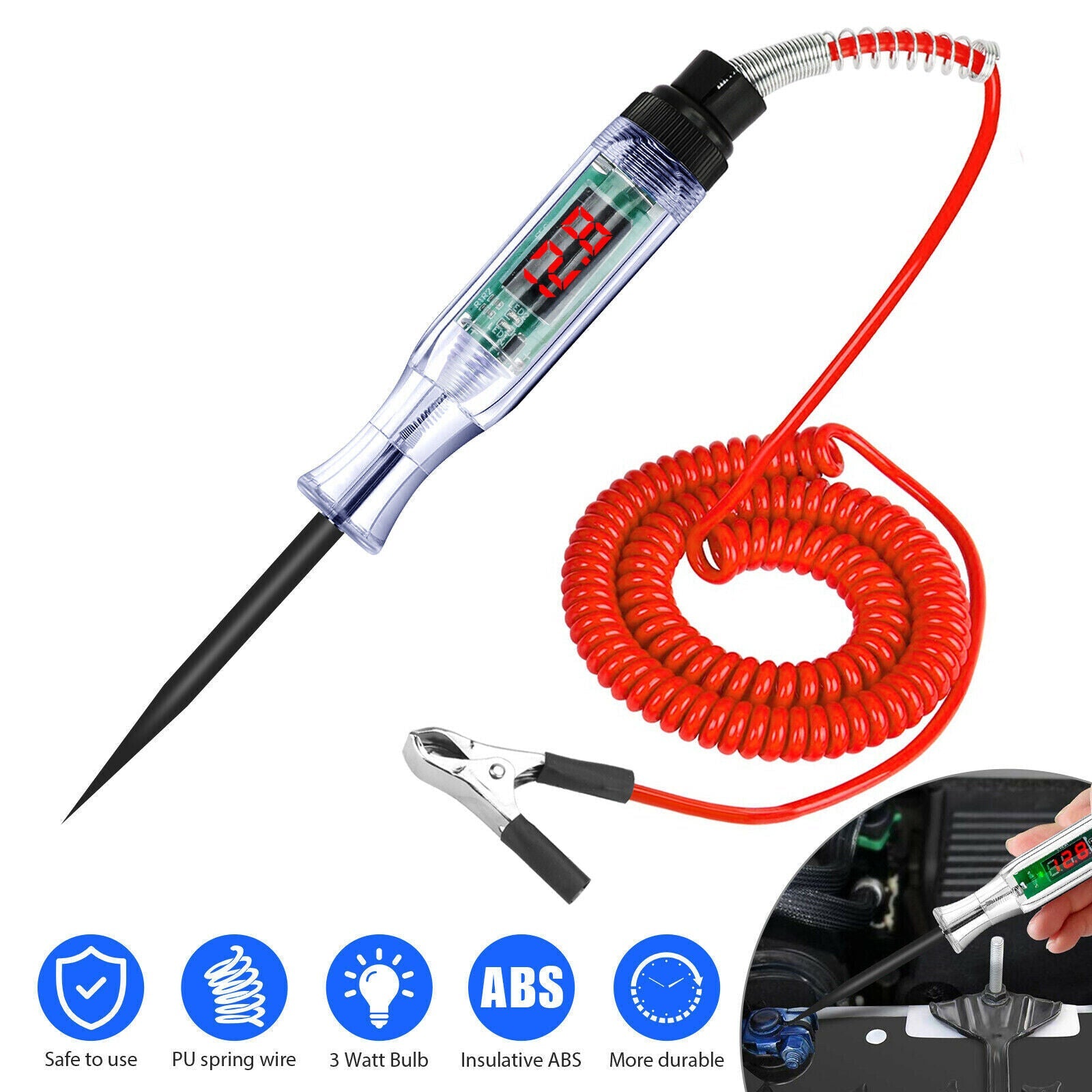 6V 12V 24V Auto Car Electrical Circuit Voltage Tester Led Light Test Probe Pen