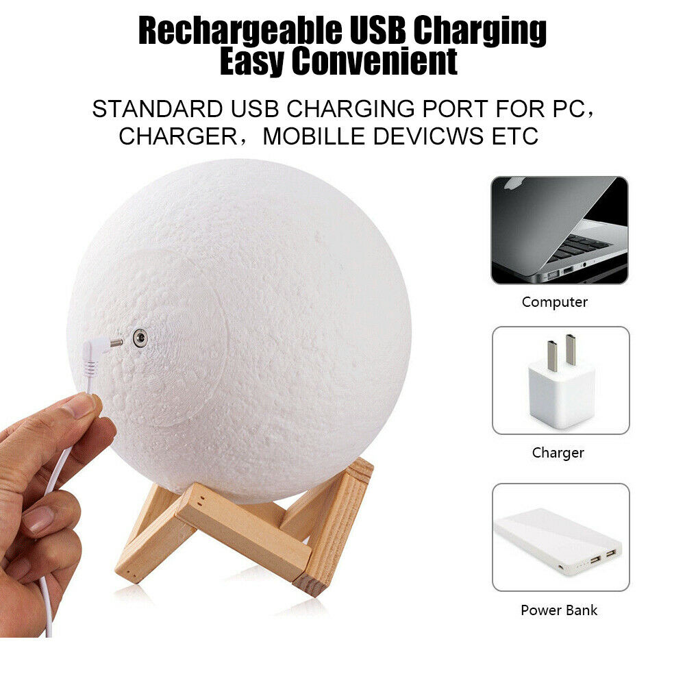 8cm 3D Dimmable Moon Touch Sensor Lamp