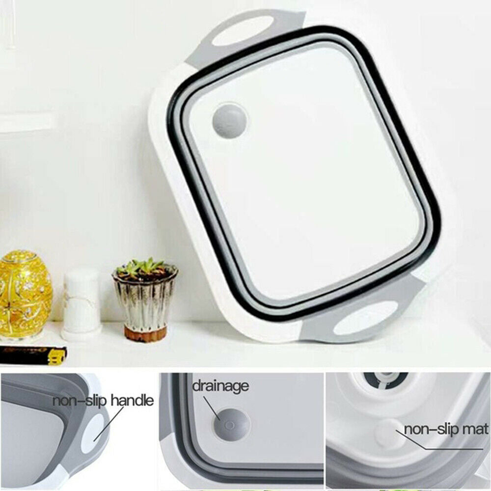 4 in 1 Folding Chopping Cutting Board Multifunctional Tool Sink Drain Basket NEW