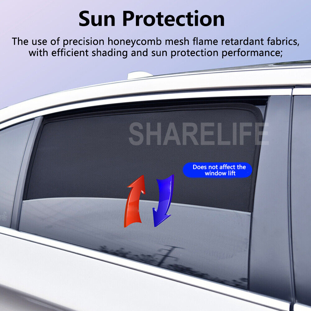 4x Magnetic Car Window Sun Shade UV Protection Front+Rear Side Window Curtain