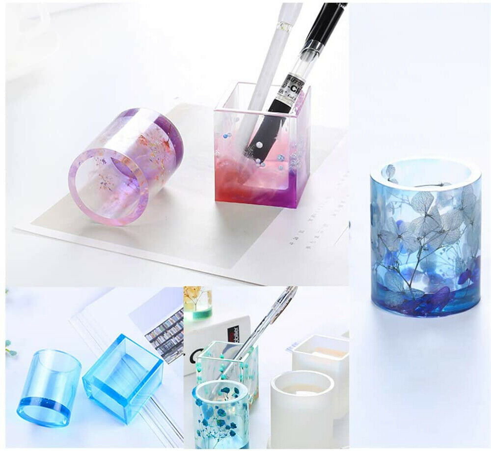 Silicone Mould Resin Epoxy Crystal Crafts Making Brush Pot Pen Holder