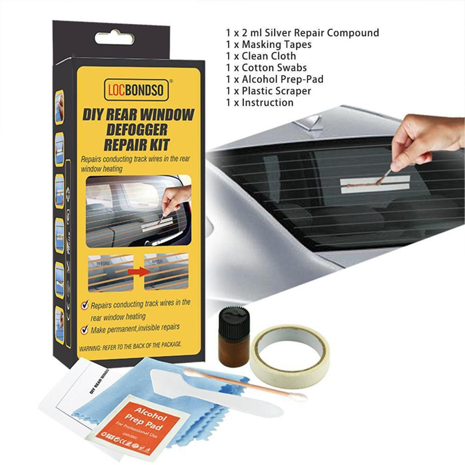 LOCBONDSO Complete Rear Window Defogger/Demister Repair Kit