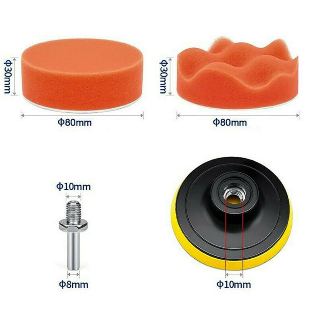 22Pcs 3inch Buffing Pads Sponge Woolen Waxing Buffing Pad Kit Drill Adapter