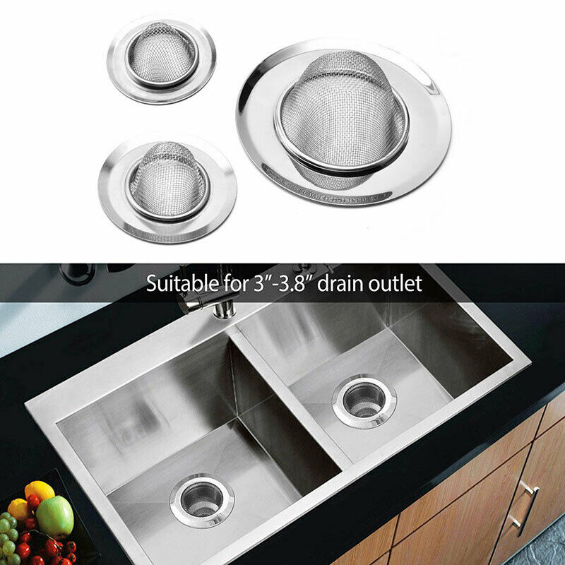 2pc Stainless Steel Kitchen Bathroom Sink Strainer Waste Plug Filter Drain Stopper